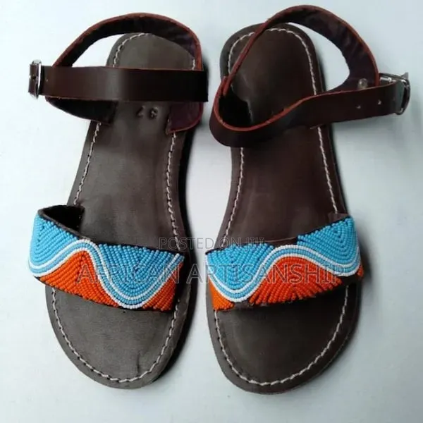 Beaded Maasai Sandals Black Edition