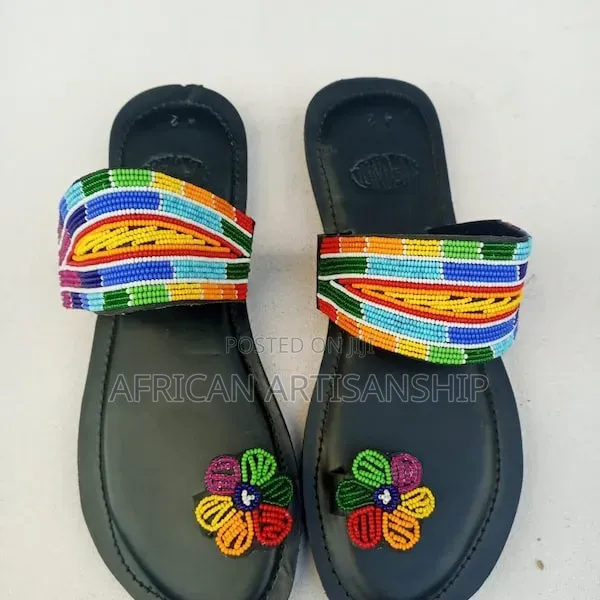 Beaded Maasai Sandals Black Edition