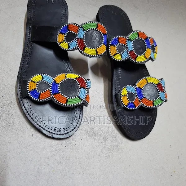 Beaded Maasai Sandals Black Edition