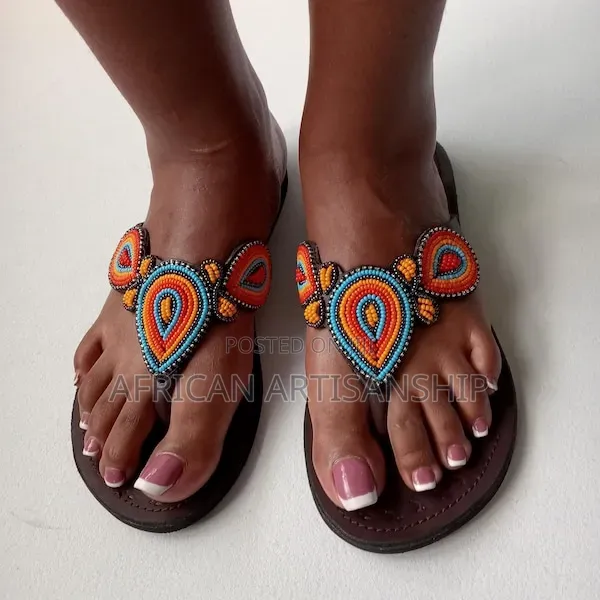 Beaded Maasai Sandals Black Edition