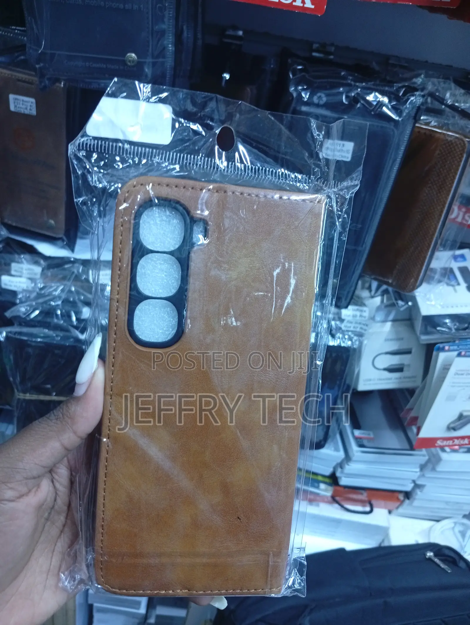 Infinix Hot 60 Pro Flip Wallet Case With a Textured Magnetic Closure.