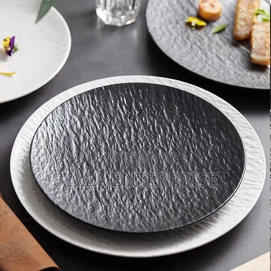 Rock Stone Texture Ceramic Tableware Steak Plate, Dinner Plates