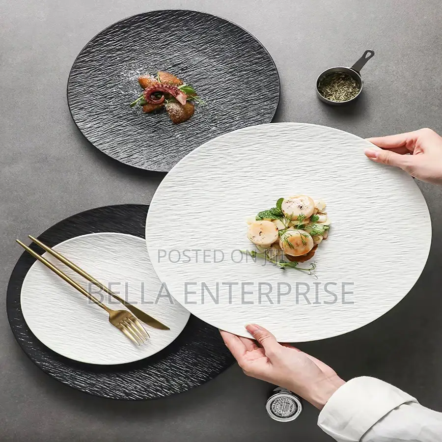 Rock Stone Texture Ceramic Tableware Steak Plate, Dinner Plates