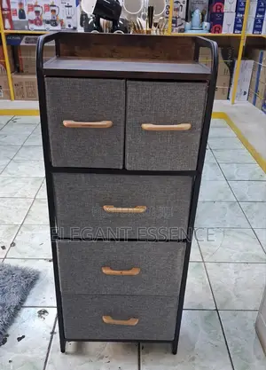 4 Layer Fabric Chest Organizer 5 Drawer Dresser Metal Storage Rack