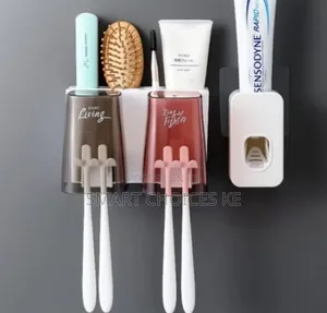Double Cup Toothbrush Holder/Toothpaste Dispenser