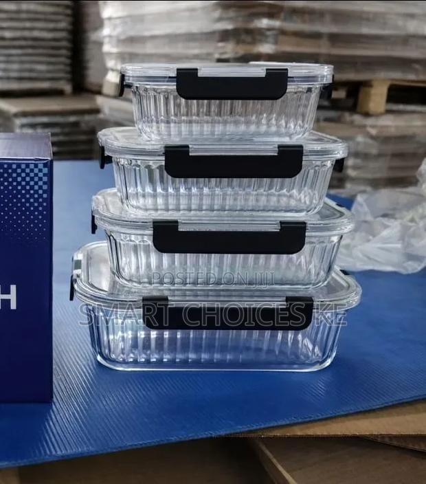 4 PCS Glass Food Container Set