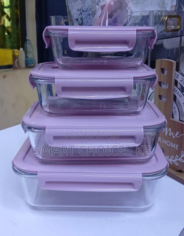 4 PCS Glass Food Container Set - thumbnail 2