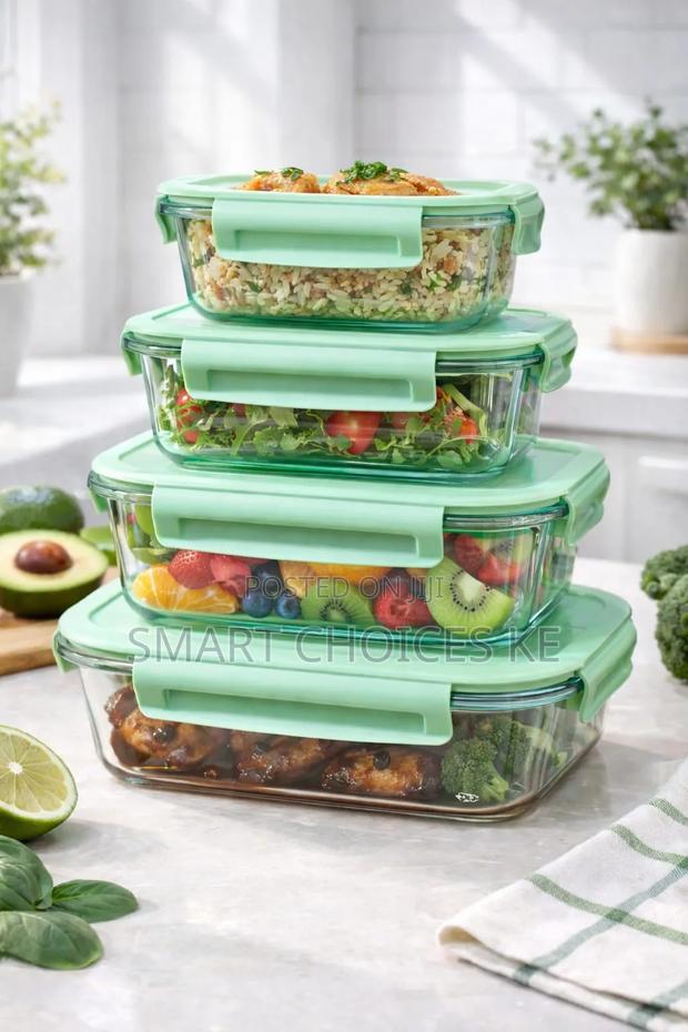 4 PCS Glass Food Container Set - thumbnail 4
