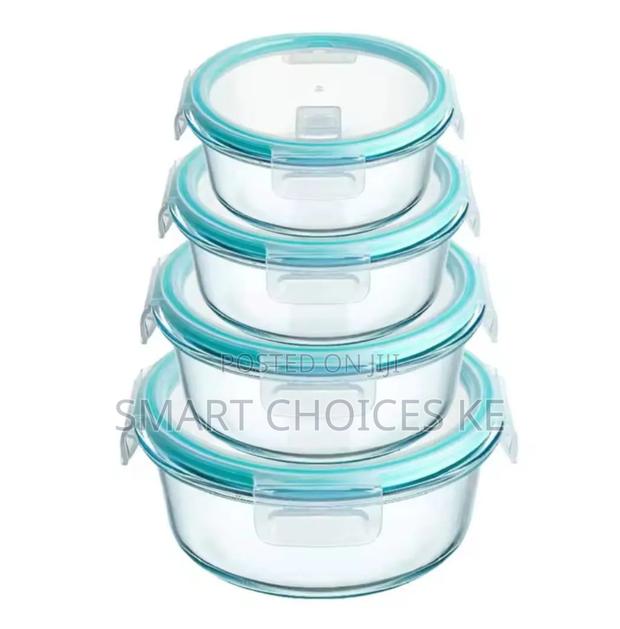 4 PCS Round Glass Food Container Set - thumbnail 3
