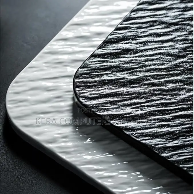 Rock Matte Black and White Square Dinner Plate With a Stone Texture