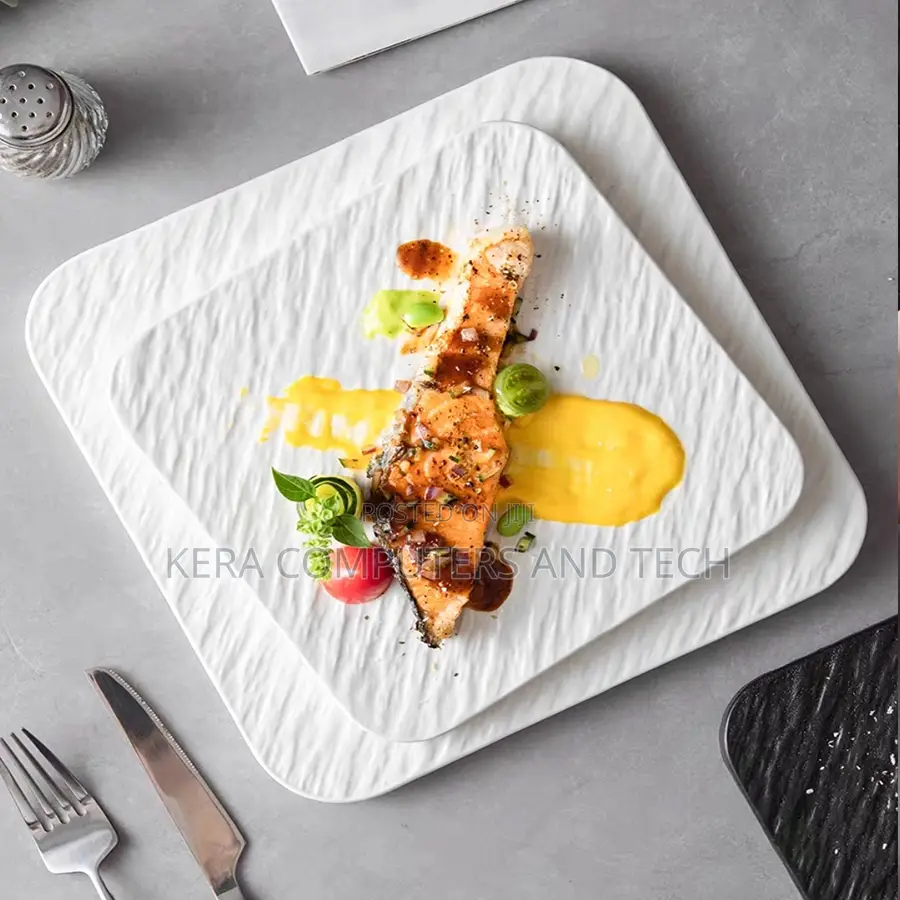 Rock Matte Black and White Square Dinner Plate With a Stone Texture