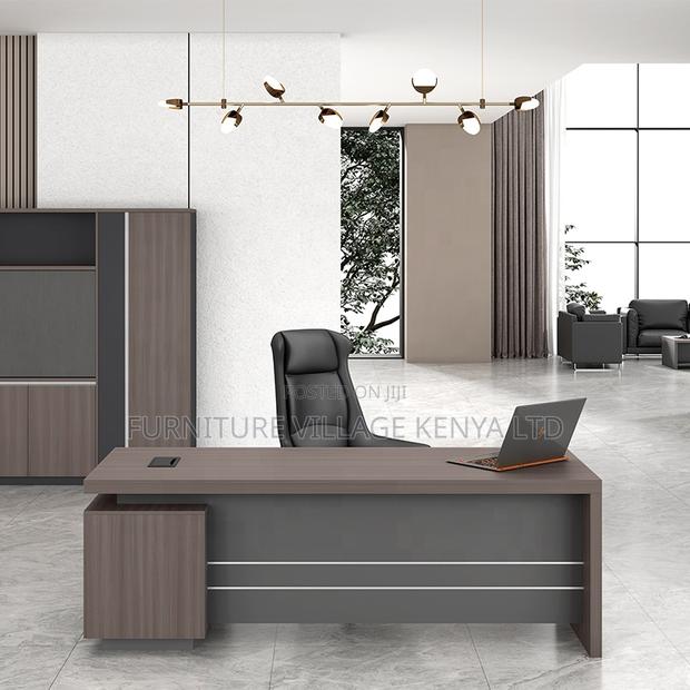1.6 Meters L-Shaped Imported Wooden Boss Table - thumbnail 2