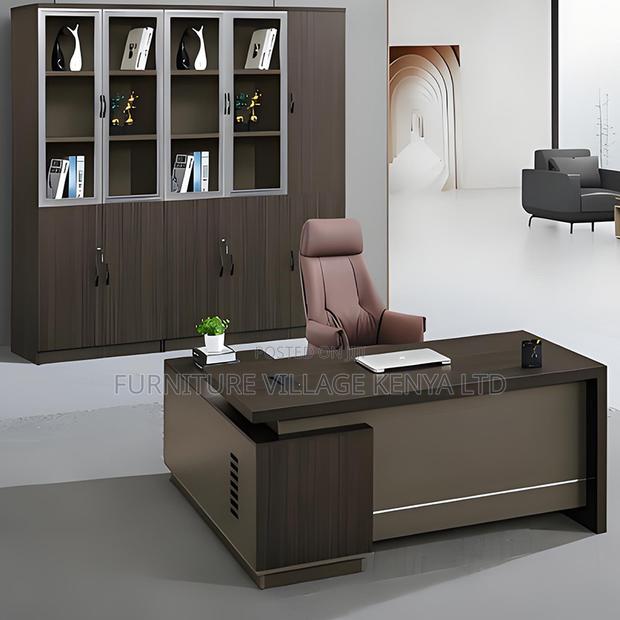 1.6 Meters L-Shaped Imported Wooden Boss Table - thumbnail 3