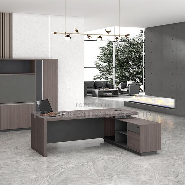 1.6 Meters L-Shaped Imported Wooden Boss Table - thumbnail 4
