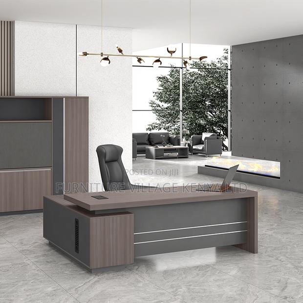 1.6 Meters L-Shaped Imported Wooden Boss Table - thumbnail 5