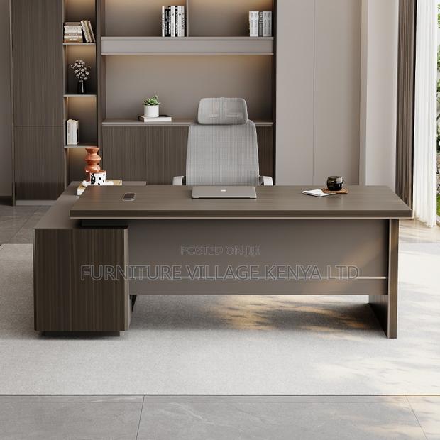 1.6 Meters L-Shaped Imported Wooden Boss Table - thumbnail 7