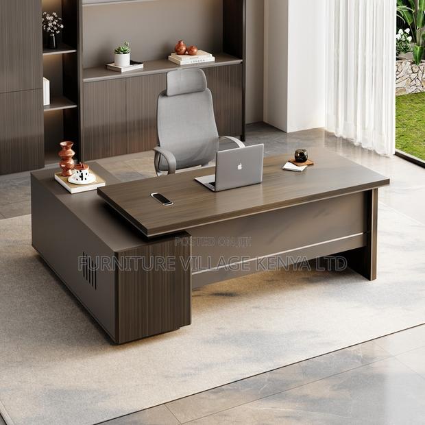 1.6 Meters L-Shaped Imported Wooden Boss Table - thumbnail 8