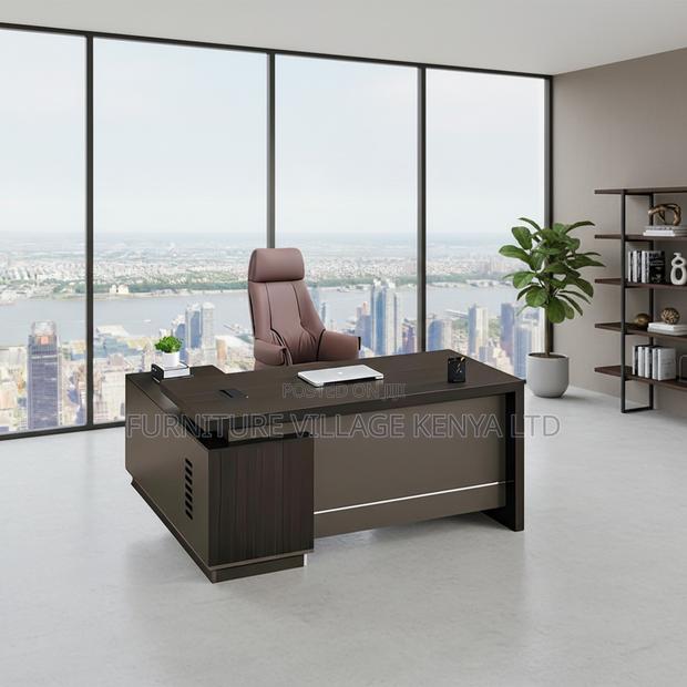 1.6 Meters L-Shaped Imported Wooden Boss Table - thumbnail 9