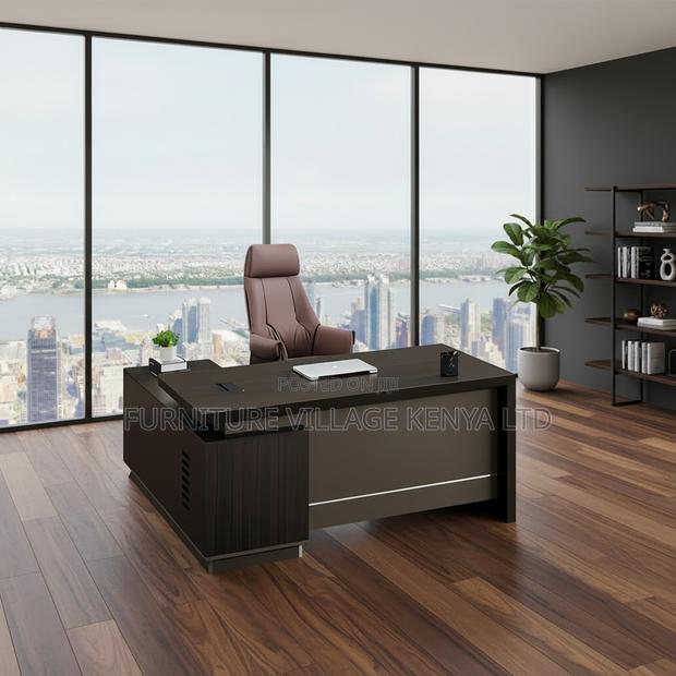 1.6 Meters L-Shaped Imported Wooden Boss Table - thumbnail 10