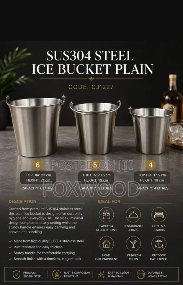 Steel Ice Bucket With Handle 1.1l