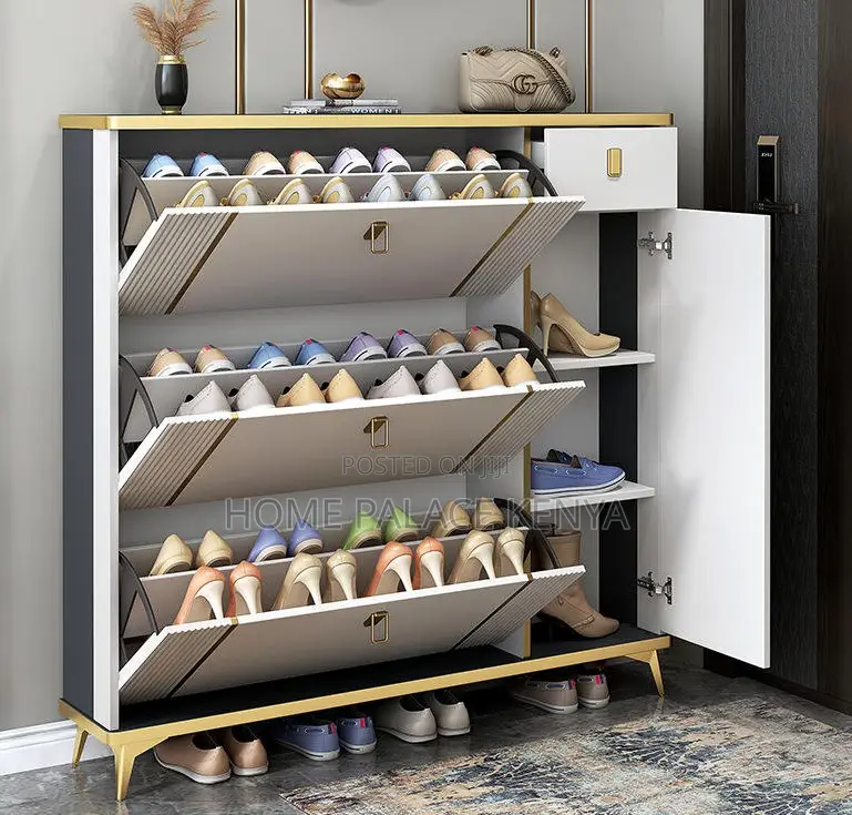 Shoe Cabinet: Oak Wooden Flip Shoe Rack Cabinet