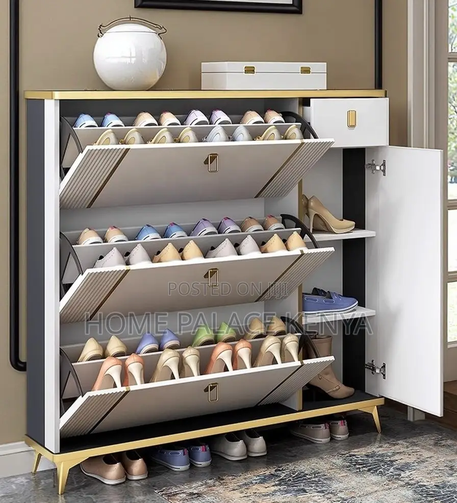 Shoe Cabinet: Oak Wooden Flip Shoe Rack Cabinet