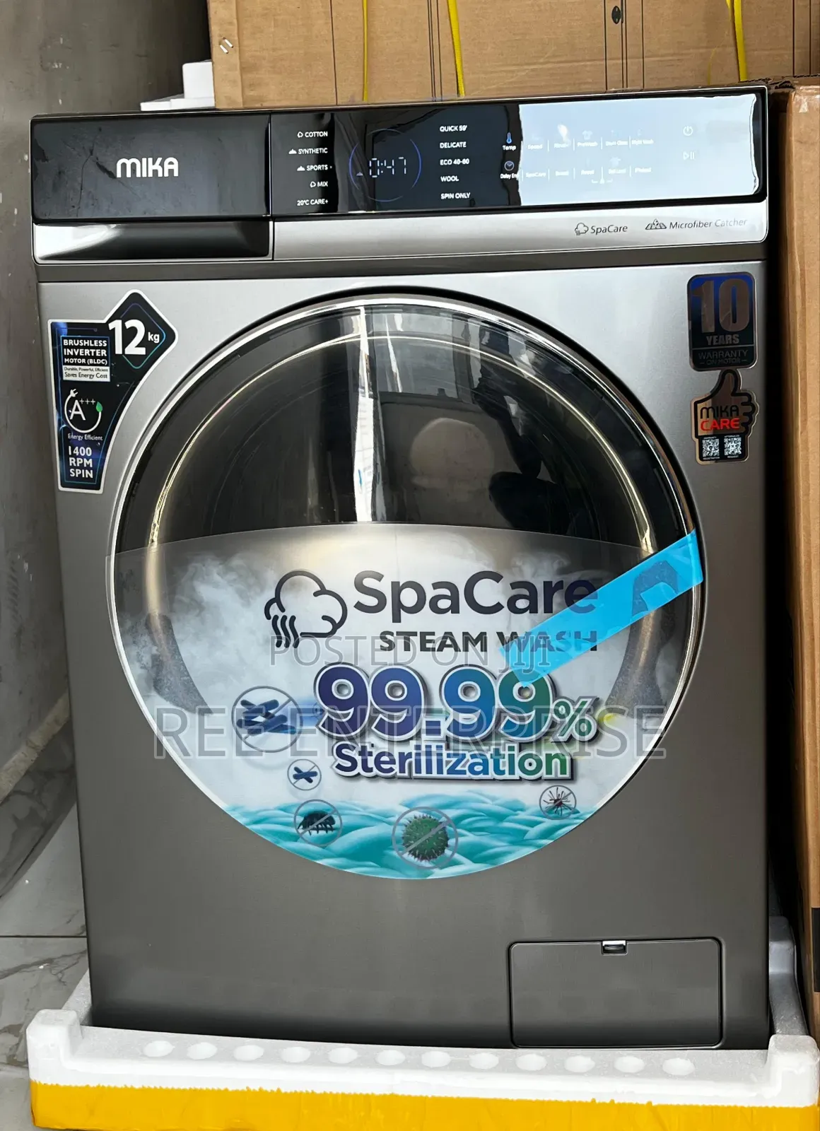 12kg Mika Washing Machine Wash and Spin Inverter Motor, Front Load,