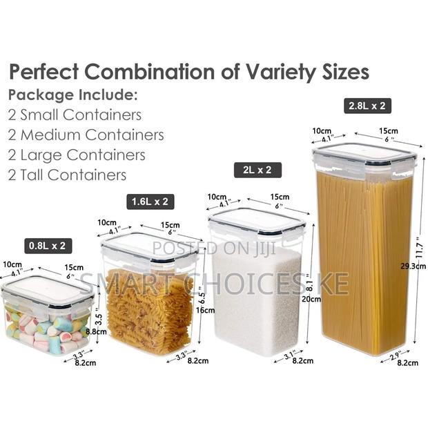 8 PCS Food/Pantry Storage Containers - thumbnail 2