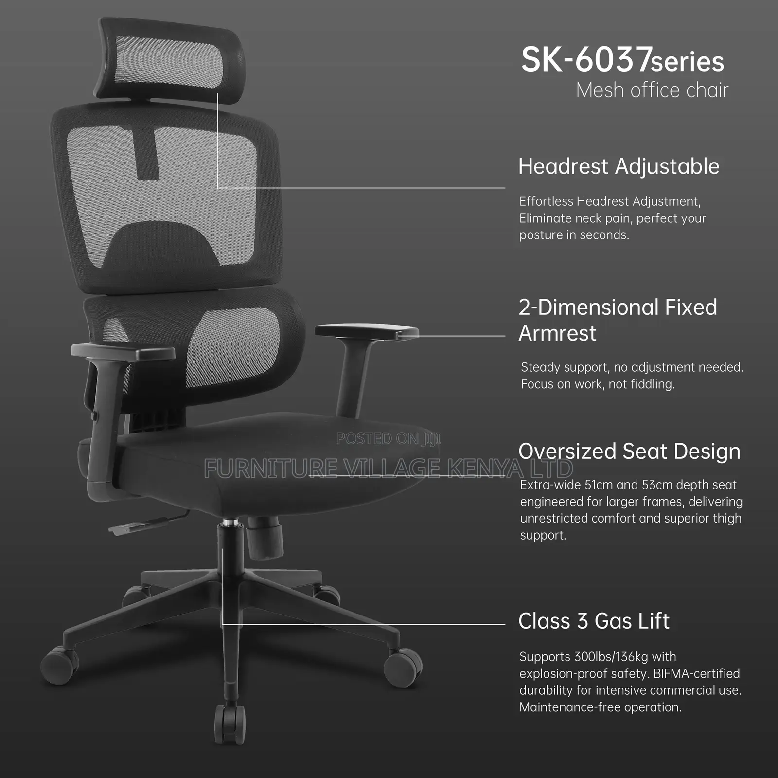 Executive Orthopedic Mesh Study Seat With Headrest