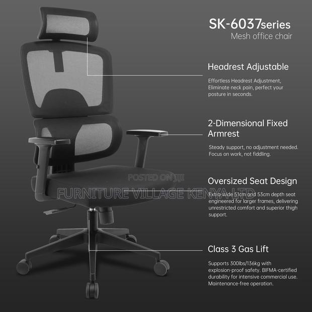 Executive Orthopedic Mesh Study Seat With Headrest - thumbnail 10