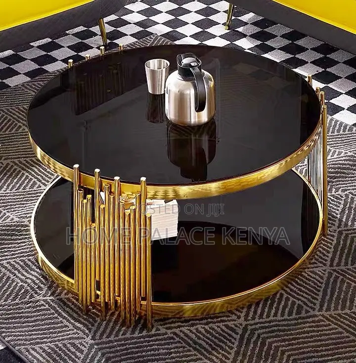 Coffee Table: Stainless Steel Frame Glass Top Coffee Table