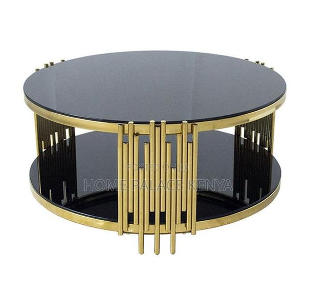 Coffee Table: Stainless Steel Frame Glass Top Coffee Table - thumbnail 2
