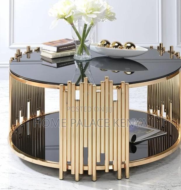 Coffee Table: Stainless Steel Frame Glass Top Coffee Table - thumbnail 3