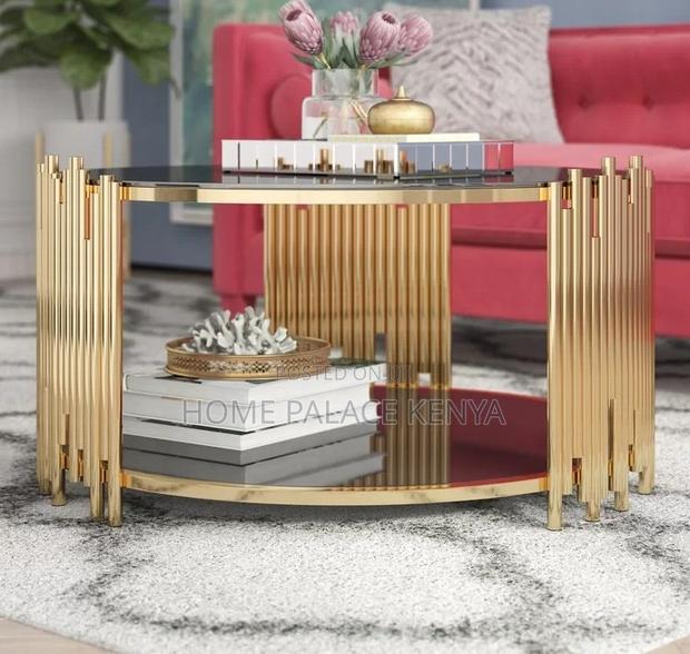 Coffee Table: Stainless Steel Frame Glass Top Coffee Table - thumbnail 5