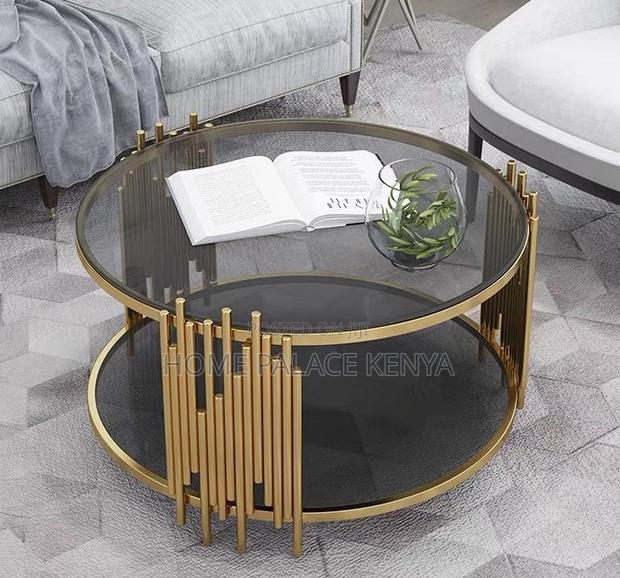 Coffee Table: Stainless Steel Frame Glass Top Coffee Table - thumbnail 4