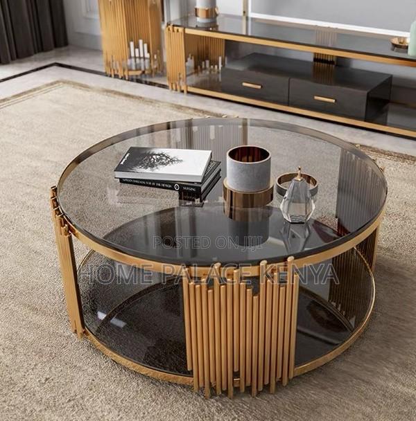 Coffee Table: Stainless Steel Frame Glass Top Coffee Table - thumbnail 6