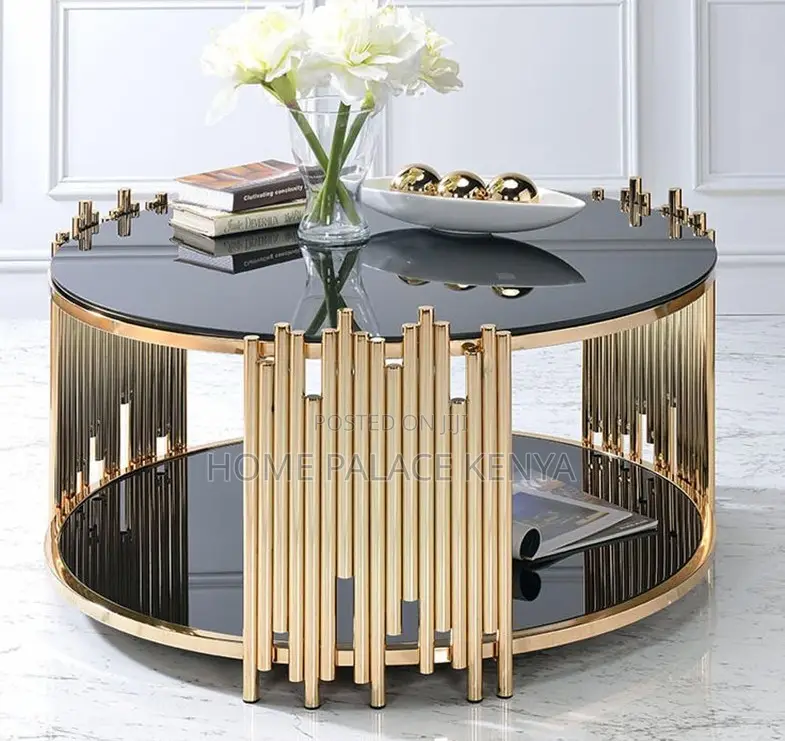 Coffee Table: Stainless Steel Frame Glass Top Coffee Table