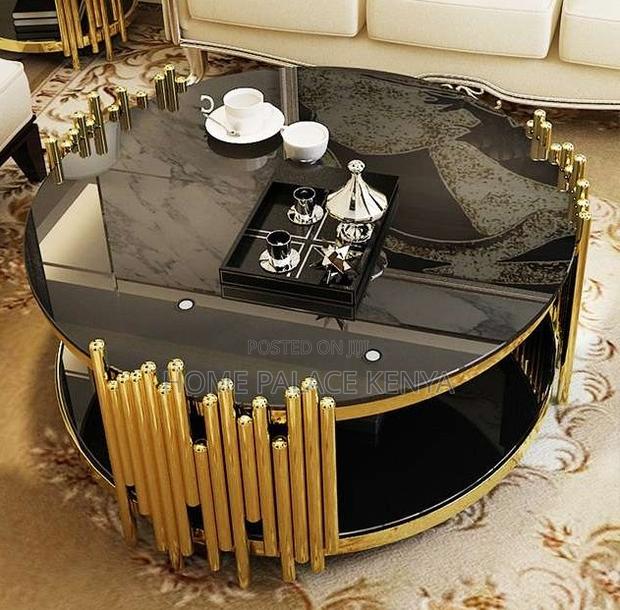 Coffee Table: Stainless Steel Frame Glass Top Coffee Table - thumbnail 9