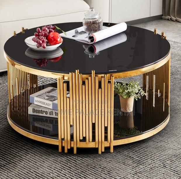Coffee Table: Stainless Steel Frame Glass Top Coffee Table - thumbnail 10