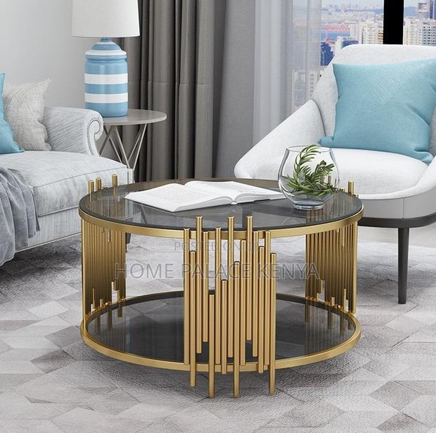 Coffee Table: Stainless Steel Frame Glass Top Coffee Table - thumbnail 12