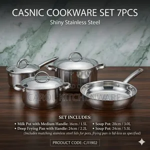 7 Pc Stainless Steel Cookware Set/ Stainless Steel Sufuria