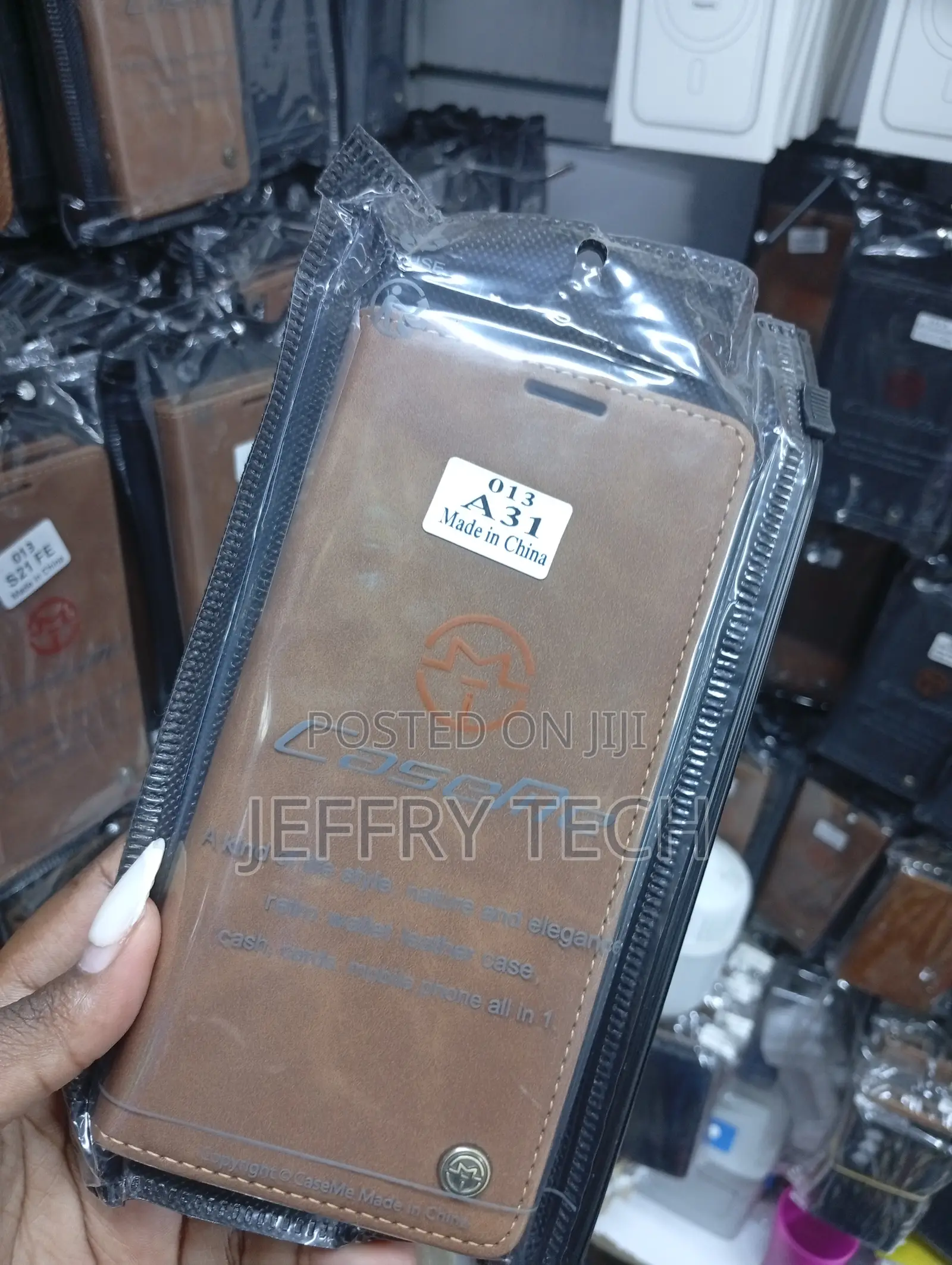 Samsung Galaxy A31 Matte-Finish Brown Debossed Caseme Text Logo Cover