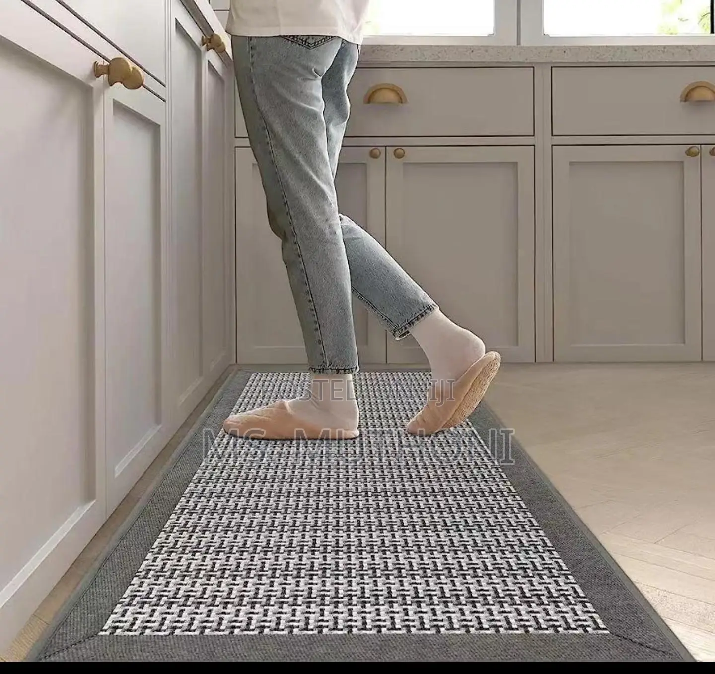 Big , Heavy Duty,Modern Style Super Antislip 2pc Binded Kitchen Mats