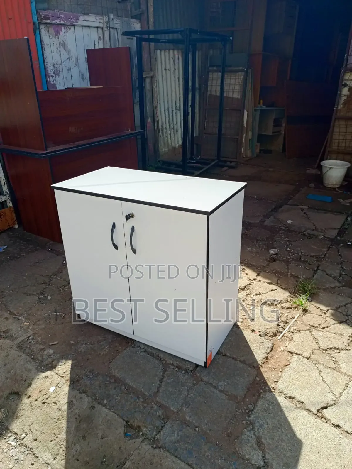 White Black 2 Door Office Cabinet/Credenza