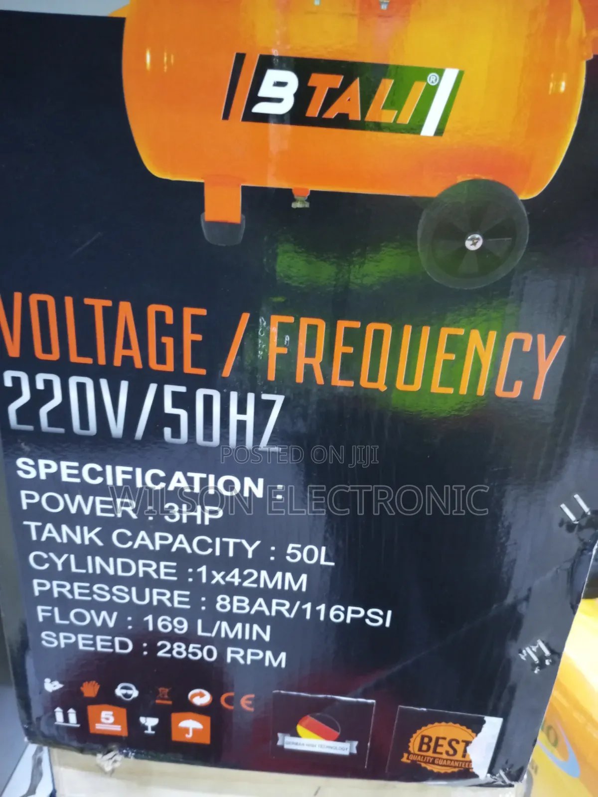 Btali 50l Air Compressor. 3hp 196l