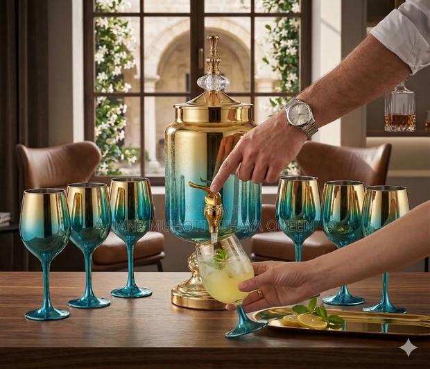 *Glassware Juice Dispenser With 6 Glasses Full Set - thumbnail 2