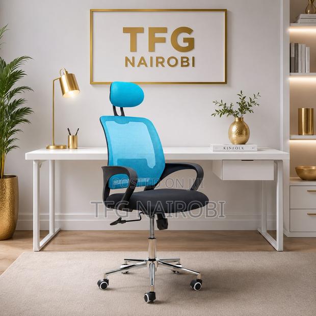 Blue Ergonomic Mesh Office Chair With Headrest | Best Ergonomic Chair