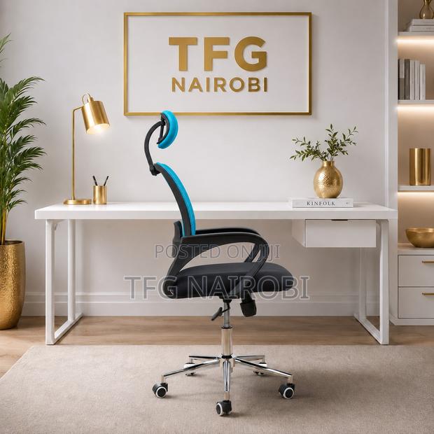 Blue Ergonomic Mesh Office Chair With Headrest | Best Ergonomic Chair - thumbnail 2