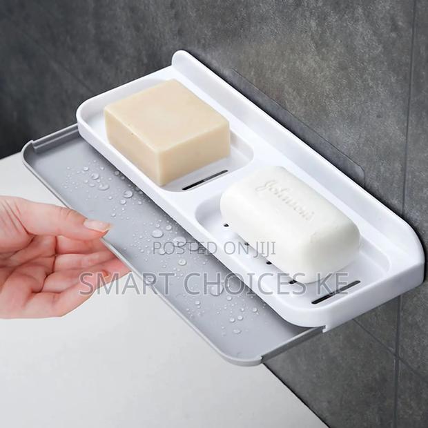 Double Sides Wall Mounted Adhesive Soap Holder/Box
Color: White