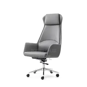 Office Chair : Executive Grey Ergonomic Office Leather Chair